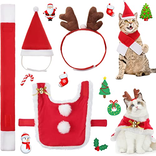Syhood 4 Stück Haustier Weihnachten Kostüm Katze Weihnachtsmütze und Schal Weihnachten Haustier Kleidung Set Hund Welpe Kätzchen Cosplay Einstellbare Verkleidung Accessoires für Kleine Katze Syhood 4 Stück Haustier Weihnachten Kostüm Katze Weihnachtsmütze und Schal Weihnachten Haustier Kleidung Set Hund Welpe Kätzchen Cosplay Einstellbare Verkleidung Accessoires für Kleine Katze von Syhood