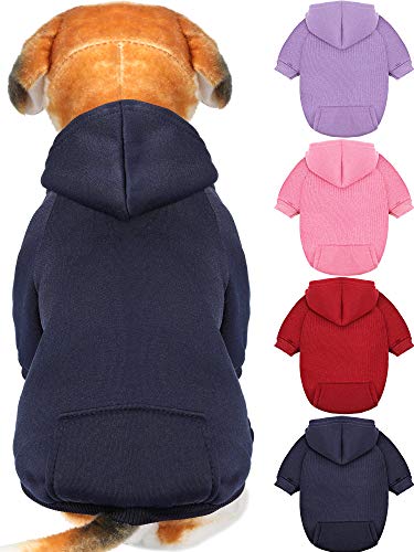 Syhood 4 Stück Hunde Pullover Hunde Hoodie Kleidung mit Hut für Kleine Hunde Junge mit Tasche Welpe Haustier Winter Kleidung Warmer Hoodie Mantel Pullover Hemd für Kleine Hunde (S) von Syhood