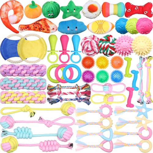 Syhood 60 Stück Quietschendes Hundespielzeug, Plüsch-Kauspielzeug, Plüsch-Kauspielzeug, niedlicher stacheliger Kauball für Weihnachten, kleine Hunde, Haustier-Beißspielzeug (süßer Stil) von Syhood