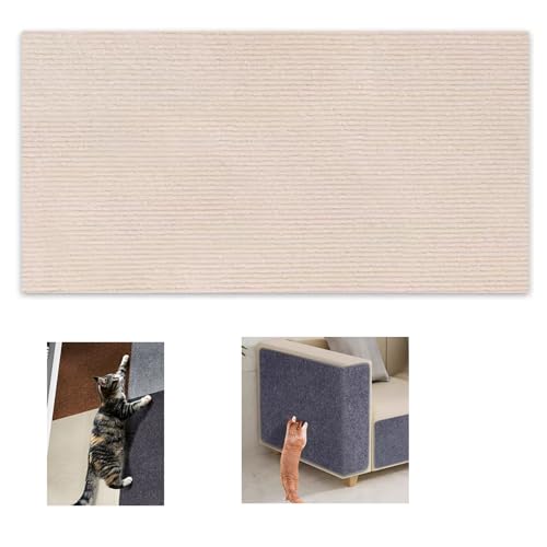 Selbstklebende kratzmatte Katzen, Kratzbretter Katze Wand, Anpassbar. Ideal für kratzteppich Katzen, Katzenkratzbretter, Kratzwand. (Beige, 30x100cm) (Beige, 40x100cm) von Symeton