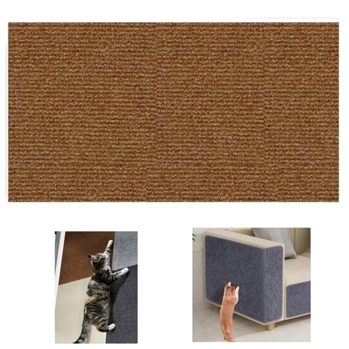 Selbstklebende Katzenkratzmatte-Schützt Teppiche, Sofas, Möbel - Langlebig, selbstklebend, anpassbar. Ideal für Katzenkratzteppich, Kratzbrett, Kratzwand. (Dunkelbraun, 30x100cm) von Symeton