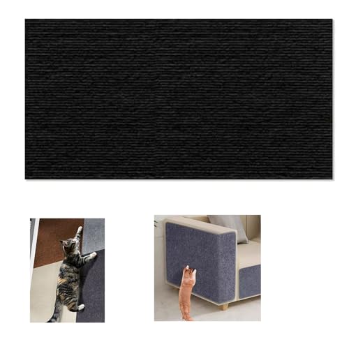 Selbstklebende Katzenkratzmatte-Schützt Teppiche, Sofas, Möbel - Langlebig, selbstklebend, anpassbar. Ideal für Katzenkratzteppich, Kratzbrett, Kratzwand. (Schwarz, 30x100cm) von Symeton