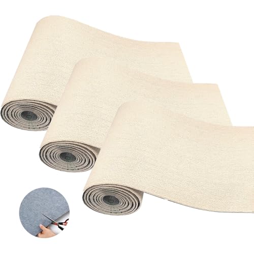 Symeton (3PCS Beige, 40x210cm) Selbstklebende kratzmatte Katzen, Kratzbretter Katze Wand. Ideal für kratzteppich Katzen, Katzenkratzbretter, Kratzwand. von Symeton