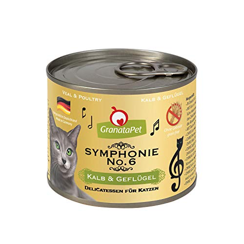 GranataPet Symphonie No. 6 Kalb & Geflügel, Katzenfutter ohne Getreide & Zuckerzusätze, Filet in natürlichem Gelee, delikates Nassfutter für Katzen, 6 x 200 g von GranataPet