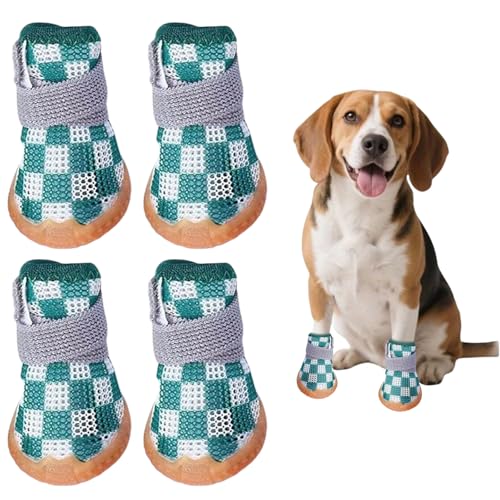 4 Stück Hundeschuhe Pfotenschutz für Kleine Hunde, Sommer Atmungsaktive Hundestiefel mit Anti-Rutsch Gummisohle, Hundeschuhe Pfotenschutz für heiße Straßen Spazierengehen Outdoor (Grün+Weiß, M) 4 Stück Hundeschuhe Pfotenschutz für Kleine Hunde, Sommer Atmungsaktive Hundestiefel mit Anti-Rutsch Gummisohle, Hundeschuhe Pfotenschutz für heiße Straßen Spazierengehen Outdoor (Grün+Weiß, M) von Symphonyw