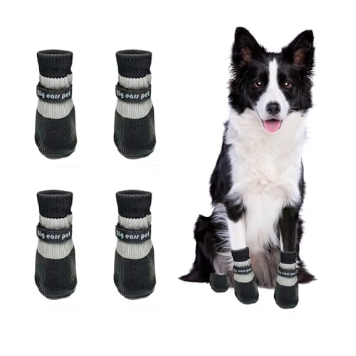 Anti-Rutsch Pfotenschutz für Hunde, 4 Stück Anti Rutsch Socken, Rubber Bottom Hundeschuhe für den Innenbereich auf Hartholzböden (Schwarz, L (7.5～12.5kg)) von Symphonyw