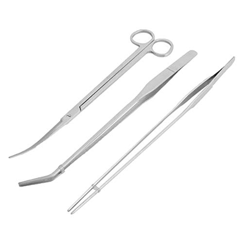 Aquarium Tools Kit, 3 in 1 Edelstahl Extra Lange Aquarium Tank Pinzette Schere Reinigungswerkzeug Set von Symphonyw