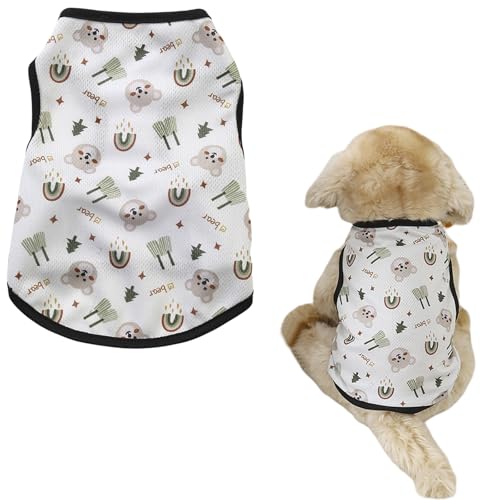 Atmungsaktive Hund T-Shirts Hundeshemd, Welpen Hundekühlweste Hund Ärmellose Weste Kleidung für Kleine und mittelgroße Hunde Welpen Katzen (Weiß, S) von Symphonyw