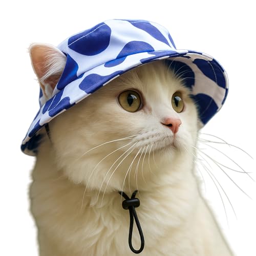 Hund Hundemütze, Sommer Sonnenschutz Hut mit Ohrlöchern, Verstellbaren Streifen Sommer Haustierhüte für kleine Hunde Welpen Katzen (Blau Weiß, M) von Symphonyw