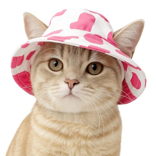 Hund Hundemütze, Sommer Sonnenschutz Hut mit Ohrlöchern, Verstellbaren Streifen Sommer Haustierhüte für kleine Hunde Welpen Katzen (Rosa Weiß, S) von Symphonyw