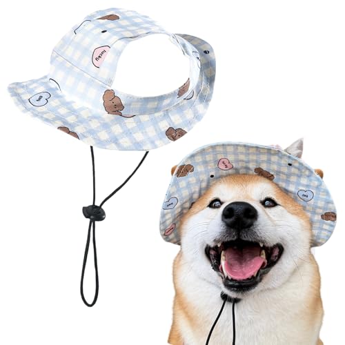 Hund Sonnenhut, Verstellbar Baseballkappe mit Ohrlöchern, Sommer Sonnenschutz Hut Haustier Visier Hüte für Kleine und Mittelgroße Hunde, Welpen, Katzen (Blau, S) von Symphonyw