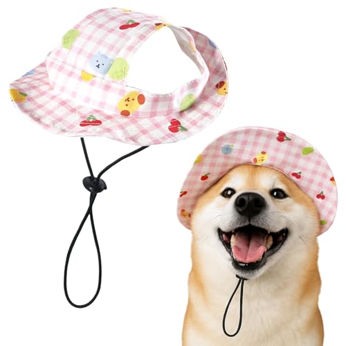 Hund Sonnenhut, Verstellbar Baseballkappe mit Ohrlöchern, Sommer Sonnenschutz Hut Haustier Visier Hüte für Kleine und Mittelgroße Hunde, Welpen, Katzen (Rosa, S) von Symphonyw