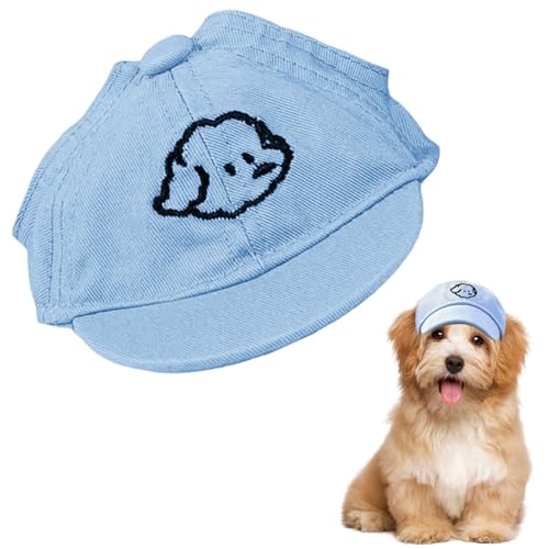 Hunde Baseballmütze, Sommer Verstellbar Sonnenschutz Hut, Outdoor Visor mit Ohrlöchern für Welpen Katze Hunde kleine Haustier (Blau, S) von Symphonyw
