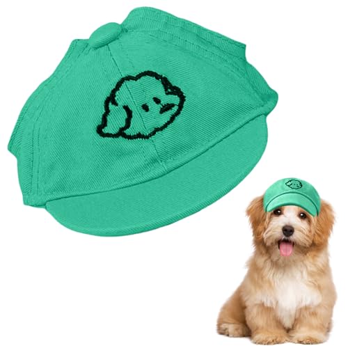Hunde Baseballmütze, Sommer Verstellbar Sonnenschutz Hut, Outdoor Visor mit Ohrlöchern für Welpen Katze Hunde kleine Haustier (Grün, S) von Symphonyw
