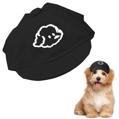 Hunde Baseballmütze, Sommer Verstellbar Sonnenschutz Hut, Outdoor Visor mit Ohrlöchern für Welpen Katze Hunde kleine Haustier (Schwarz, S) von Symphonyw