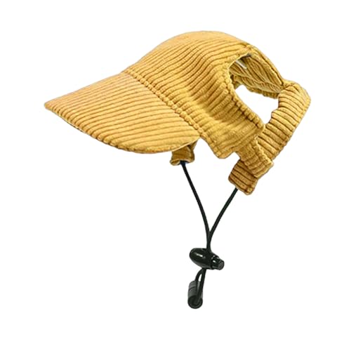 Hunde Baseballmütze, Verstellbar Sommer Sonnenschutz Hut Sonnenhüte mit Ohrlöchern, Haustier Sommer Hut für Welpen Hunde Mütze (Gelb, L) von Symphonyw