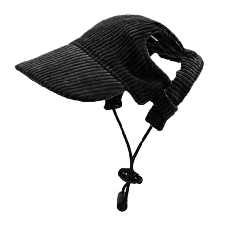 Hunde Baseballmütze, Verstellbar Sommer Sonnenschutz Hut Sonnenhüte mit Ohrlöchern, Haustier Sommer Hut für Welpen Hunde Mütze (Schwarz, XL) von Symphonyw