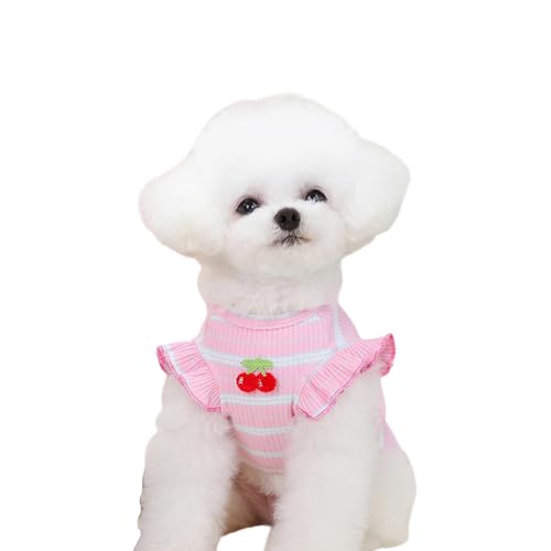 Hunde Shirt Sommer, Atmungsaktiv Hund Gestreiftes Hemd Weste Haustier Outfit für Chihuahua Yorkie Teddy (A-Rosa, L) von Symphonyw