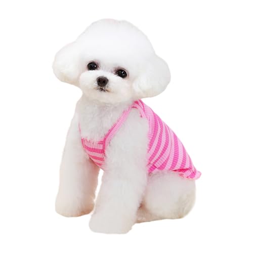 Hunde Shirt Sommer, Atmungsaktiv Hund Gestreiftes Hemd Weste Haustier Outfit für Chihuahua Yorkie Teddy (B-Rosa, M) von Symphonyw