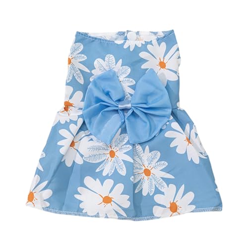 Hundekleider für kleine Hunde, Niedliche Prinzessin Schleife Knoten Katze Kleider Floral Welpenkleider, Sommer Outfits für Welpen Kleine Hunde Katzen (Blau, XL) von Symphonyw