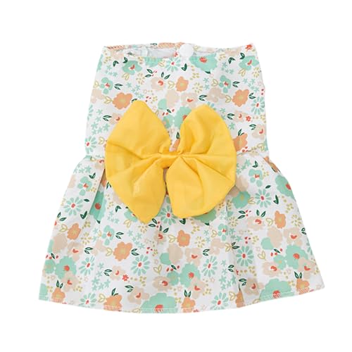 Hundekleider für kleine Hunde, Niedliche Prinzessin Schleife Knoten Katze Kleider Floral Welpenkleider, Sommer Outfits für Welpen Kleine Hunde Katzen (Gelb, L) von Symphonyw