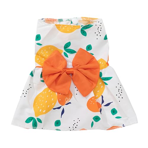 Hundekleider für kleine Hunde, Niedliche Prinzessin Schleife Knoten Katze Kleider Floral Welpenkleider, Sommer Outfits für Welpen Kleine Hunde Katzen (Orange, S) von Symphonyw