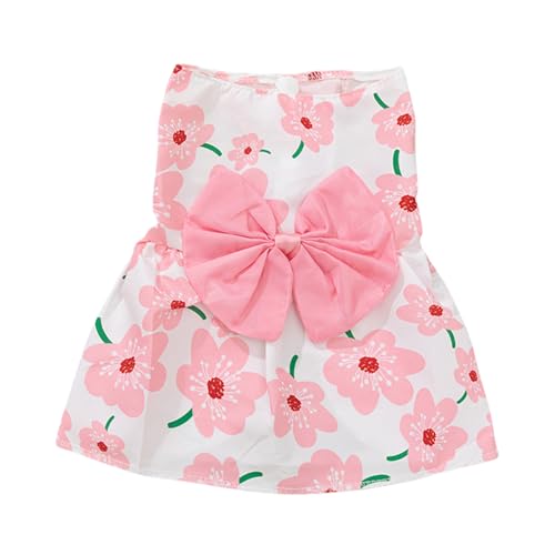 Hundekleider für kleine Hunde, Niedliche Prinzessin Schleife Knoten Katze Kleider Floral Welpenkleider, Sommer Outfits für Welpen Kleine Hunde Katzen (Rosa, M) von Symphonyw