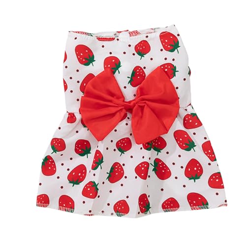Hundekleider für kleine Hunde, Niedliche Prinzessin Schleife Knoten Katze Kleider Floral Welpenkleider, Sommer Outfits für Welpen Kleine Hunde Katzen (Rot, M) von Symphonyw