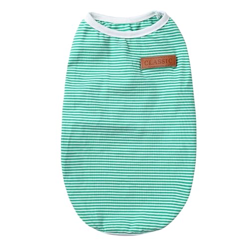 Hundekühlweste, Baumwolle Atmungsaktive Gestreiftes Hundeshemd, Welpen T-Shirts Hund Tank Top Sommerkleidung für Kleine Extra Kleine Hunde oder Katzen Sommer (Grün, M) von Symphonyw