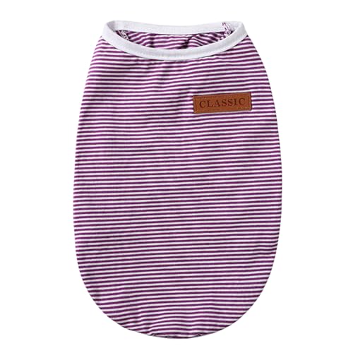 Hundekühlweste, Baumwolle Atmungsaktive Gestreiftes Hundeshemd, Welpen T-Shirts Hund Tank Top Sommerkleidung für Kleine Extra Kleine Hunde oder Katzen Sommer (Lila, XL) von Symphonyw