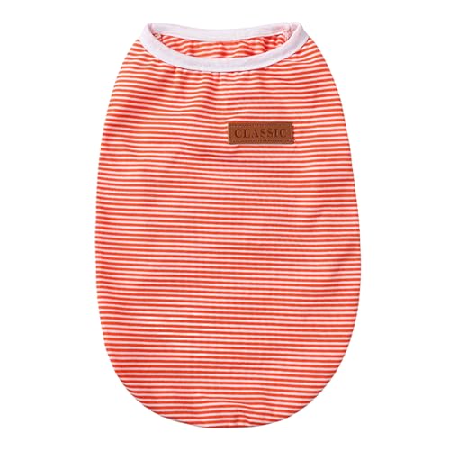 Hundekühlweste, Baumwolle Atmungsaktive Gestreiftes Hundeshemd, Welpen T-Shirts Hund Tank Top Sommerkleidung für Kleine Extra Kleine Hunde oder Katzen Sommer (Orange, S) von Symphonyw