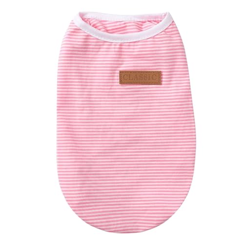 Hundekühlweste, Baumwolle Atmungsaktive Gestreiftes Hundeshemd, Welpen T-Shirts Hund Tank Top Sommerkleidung für Kleine Extra Kleine Hunde oder Katzen Sommer (Rosa, XL) von Symphonyw