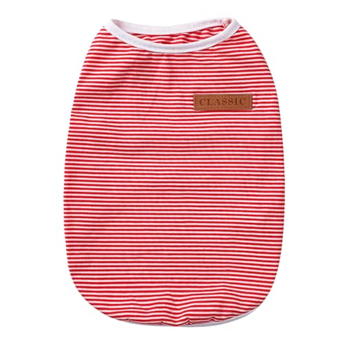 Hundekühlweste, Baumwolle Atmungsaktive Gestreiftes Hundeshemd, Welpen T-Shirts Hund Tank Top Sommerkleidung für Kleine Extra Kleine Hunde oder Katzen Sommer (Rot, L) von Symphonyw