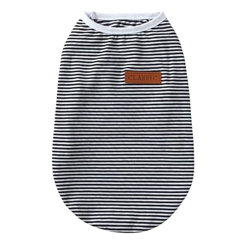 Hundekühlweste, Baumwolle Atmungsaktive Gestreiftes Hundeshemd, Welpen T-Shirts Hund Tank Top Sommerkleidung für Kleine Extra Kleine Hunde oder Katzen Sommer (Schwarz, L) von Symphonyw