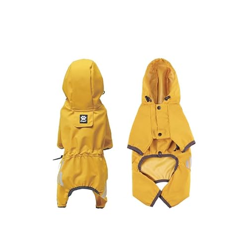 Leichter Hunderegenmantel, verstellbare reflektierende Hunderegenjacke mit Leinenloch, wasserdichter Hunderegenmantel für kleine mittlere Hunde Welpen (Gelb, L) von Symphonyw