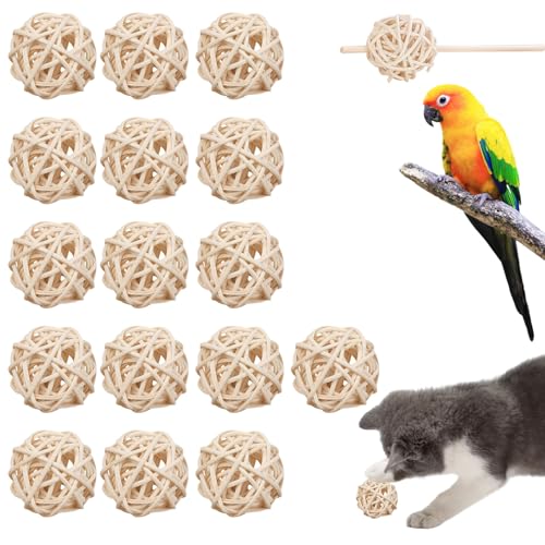Symphonyw 16 Stück Rattan Bälle, 1,18 Zoll Wicker Ball Haustier Vogel Kauspielzeug, Haustier Biss Ball für Wellensittiche Conures Hamster Bunny Spielzeug Crafts Hanging DIY Dekoration Zubehör Symphonyw 16 Stück Rattan Bälle, 1,18 Zoll Wicker Ball Haustier Vogel Kauspielzeug, Haustier Biss Ball für Wellensittiche Conures Hamster Bunny Spielzeug Crafts Hanging DIY Dekoration Zubehör von Symphonyw