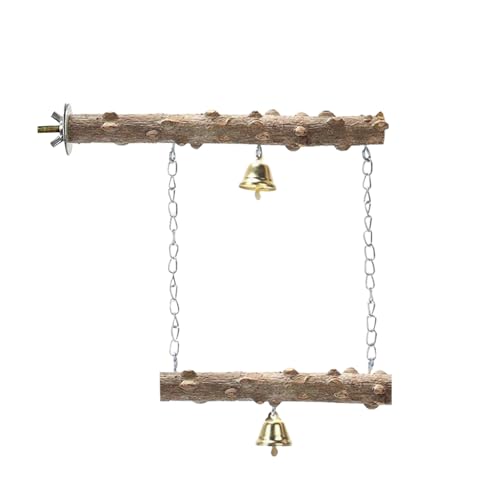 Vogelsitzstange aus Naturholz, Vogelsitzstange mit Kauleiste, hängendes Käfigzubehör, kletterndes, stehendes und schwingendes Spielzeug für Aras, kleine Sittiche, Sittiche, Wellensittiche, Finken von Symphonyw