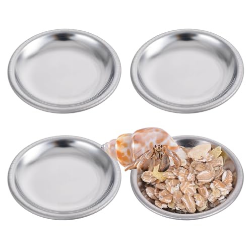Futter- und Wassernapf für Einsiedlerkrebse, Einsiedlerkrebse, kleine Wasserschale, kleine Edelstahl-Futternapf für Einsiedlerkrebse, Schnecke, Gecko, Insekten, 4 Stück von SynHHergyx