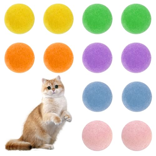 SynHHergyx Filzbälle für Katzen 12 Stück Interaktives Katzenspielzeug 3 cm Filzbälle Katzen Innen Spielen Katzenspielzeug Ball für Hauskatzen, Innen (6 Farben) von SynHHergyx