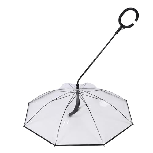 Haustierschirm mit Leinen Transparent C Form Bequemer Griff 27,56 Zoll Dia Hund Regen Regenschirm Welpe Walking Regenschirm mit Verstellbarer Leine für Gehen Im Freien Haustierschirm mit Leinen Transparent C Form Bequemer Griff 27,56 Zoll Dia Hund Regen Regenschirm Welpe Walking Regenschirm mit Verstellbarer Leine für Gehen Im Freien von Syrisora