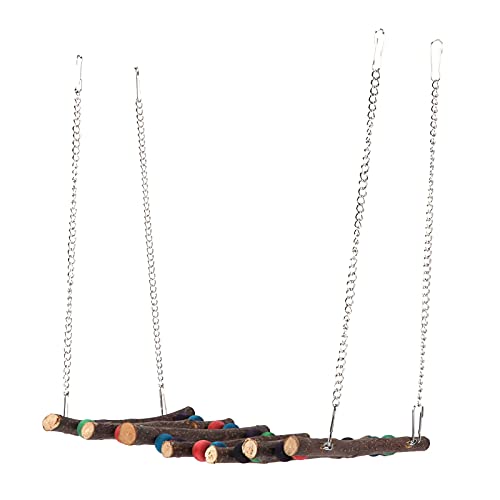 Holz Farbenfrohe Perlen Schwung Hängebrücke Bird Ladder Spielzeug, Klettern Leiter für Little Bird, mit Haken, Leicht in Käfig Installiert (Doppelperlen siebte Ebene) von Syrisora