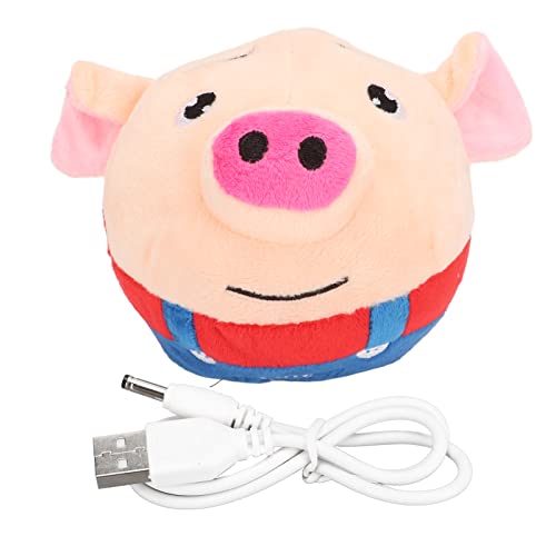 Pet Bouncing Ball, Elektrisches Bouncing Ball Spielzeug, USB Wiederaufladbares Interaktives Waschbares Cartoon Schwein Plüsch Sound Elektronisches Hundespielzeug, Quietschendes Giggle Ball Spielzeug F von Syrisora