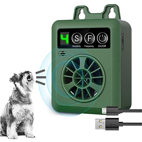 Syrisora Anti-Bell-Gerät, Ultraschall-Anti-Bell-Gerät, Ultraschall-Anti-Bell-Gerät mit 4 Einstellbaren Empfindlichkeitsstufen, Wiederaufladbare USB-Bellkontrolle für Hunde (Grün) von Syrisora