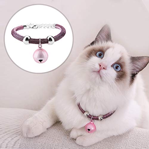 Syrisora ​​Halskette für Haustiere Im Japanischen Stil, Nylon-Zubehör, Kätzchenbedarf, Katzenglockenhalsband mit Verlängerungskette (Einfaches Pulver) von Syrisora