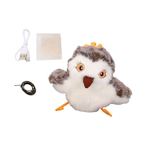 Syrisora Interaktiver Vogelförmiges Katzenvogelspielzeugplüsch mit USB -Ladung, Lebensechter Zwitscherner Geräusche und Klappflügel, Wiederaufladbares Elektrisches (Täglicher Stil) von Syrisora