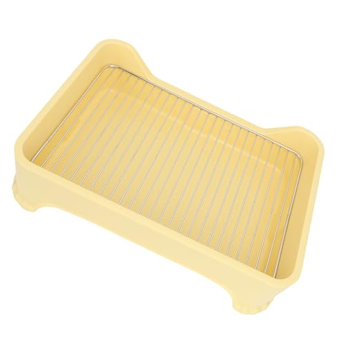 Syrisora Mittel Kleiner Hundtöpfliches Tablett Pee Padhalter mit Edelstahlnetz, Robuster BAU -Anti -Slip, Leicht zu Reinigende Innenpulvertopf -Toilette, 18,9 X 122,99 Zoll, (Gelb) von Syrisora