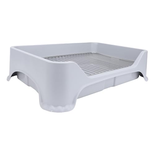 Syrisora Mittel Kleiner Hundtöpfliches Tablett Pee Padhalter mit Edelstahlnetz, Robuster BAU -Anti -Slip, Leicht zu Reinigende Innenpulvertopf -Toilette, 18,9 X 122,99 Zoll, (Grau) von Syrisora