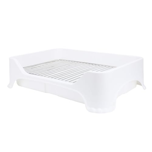 Syrisora Mittel Kleiner Hundtöpfliches Tablett Pee Padhalter mit Edelstahlnetz, Robuster BAU -Anti -Slip, Leicht zu Reinigende Innenpulvertopf -Toilette, 18,9 X 122,99 Zoll, (Weiß) von Syrisora