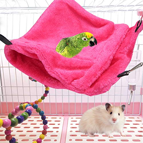 Syrisora ​​Zweilagige Kleine Haustier-Hängematte, Weiches Hängendes Schlafsackbett mit Haken für Hamster Sugar Glider (Rosenrot) von Syrisora