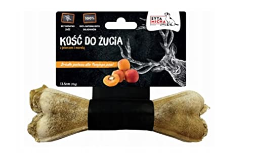 Syta Micha Hundekauknochen für frischen Atem 13,5 cm | Hunde leckerlis | Kauknochen für den Hund | Hundeleckerli | Hund zahnpflege (Hirsch und Aprikose) von Syta Micha